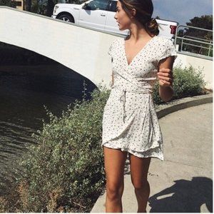 Brandy Melville White and Blue Wrap Dress